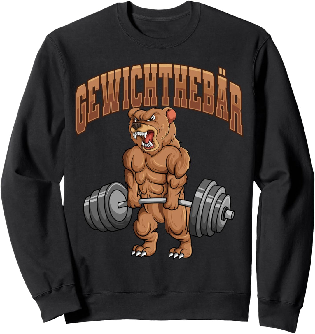 Gewichtehebär Fitness Gym Bär Grizzly Braunbär Bodybuilding Sweatshirt