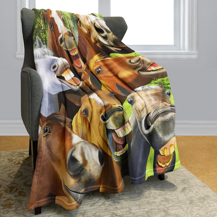 YISUMEI Decke 150x200 cm Kuscheldecken Sanft Flanell Weich Fleecedecke Pferde Selfie 150 x 200 cm, 1
