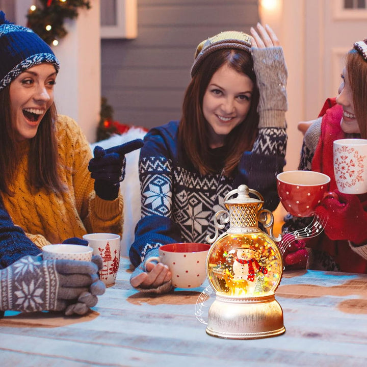 Weihnachten Deko, LED Weihnachts Schneekugel mit Musik und Licht, LED Kugellaterne aus Glas mit Schn