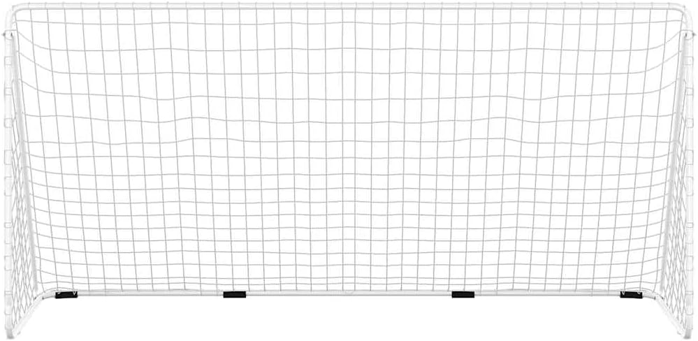 vidaXL Fussballtor mit Netz Fussball Tor Trainingstor Garten Weiss Stahl Polyester 366 x 122 x 182 c