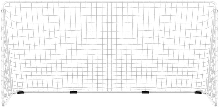 vidaXL Fussballtor mit Netz Fussball Tor Trainingstor Garten Weiss Stahl Polyester 366 x 122 x 182 c