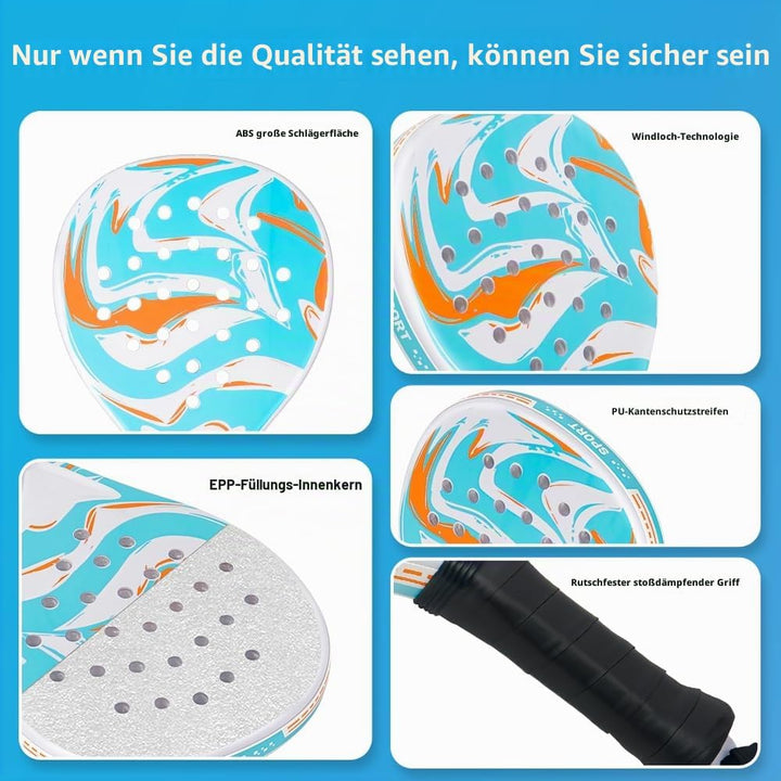 Padel Schläger-Set mit ABS-Oberfläche und Eva-Schaumkern, für Erwachsene, inklusive Zwei Bällen und