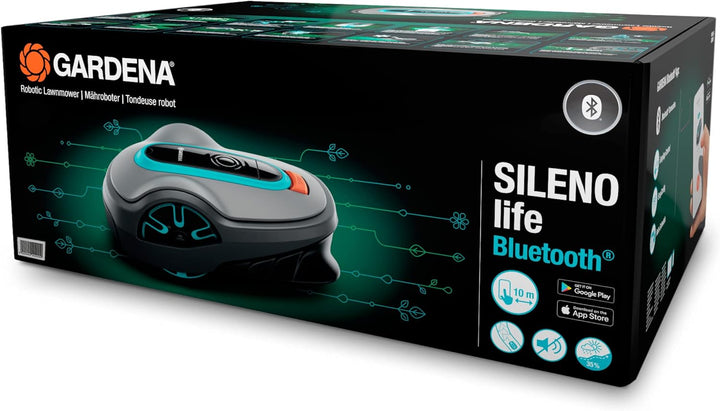 Gardena SILENO life: Mähroboter für Rasenflächen bis 750 m², Bluetooth-App bedienbar, Easy-Passage-F
