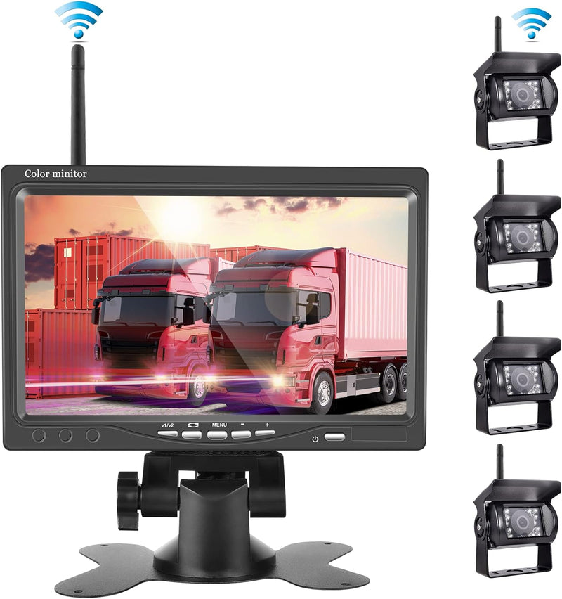 Rückfahrkamera-Set mit 7"-LCD-Monitor & 120° Weitwinkel- Rückfahrkamera, IP67 wasserdicht, 18IR Nach