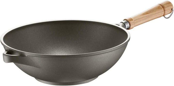 Berndes Veggi Wok Bonanza Induktion 28 cm, Wokpfanne mit 3-lagiger Antihaftversiegelung und Holzgrif