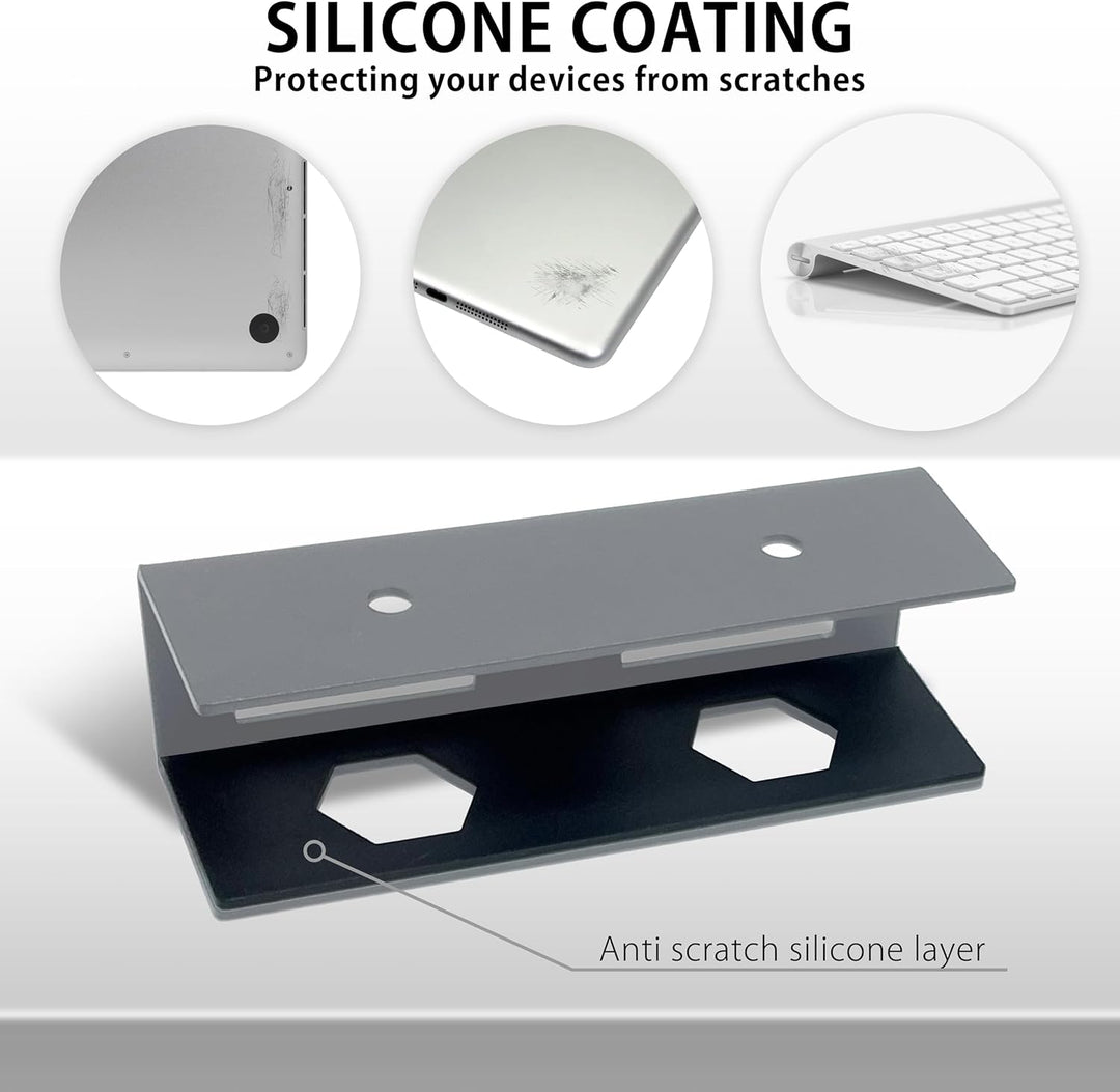 MyGadget Metall Laptop Halterung unter Schreibtisch - [ bis max. 30 mm Dicke ] - mit Silikon Kratzsc