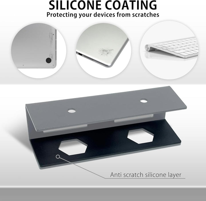 MyGadget Metall Laptop Halterung unter Schreibtisch - [ bis max. 30 mm Dicke ] - mit Silikon Kratzsc
