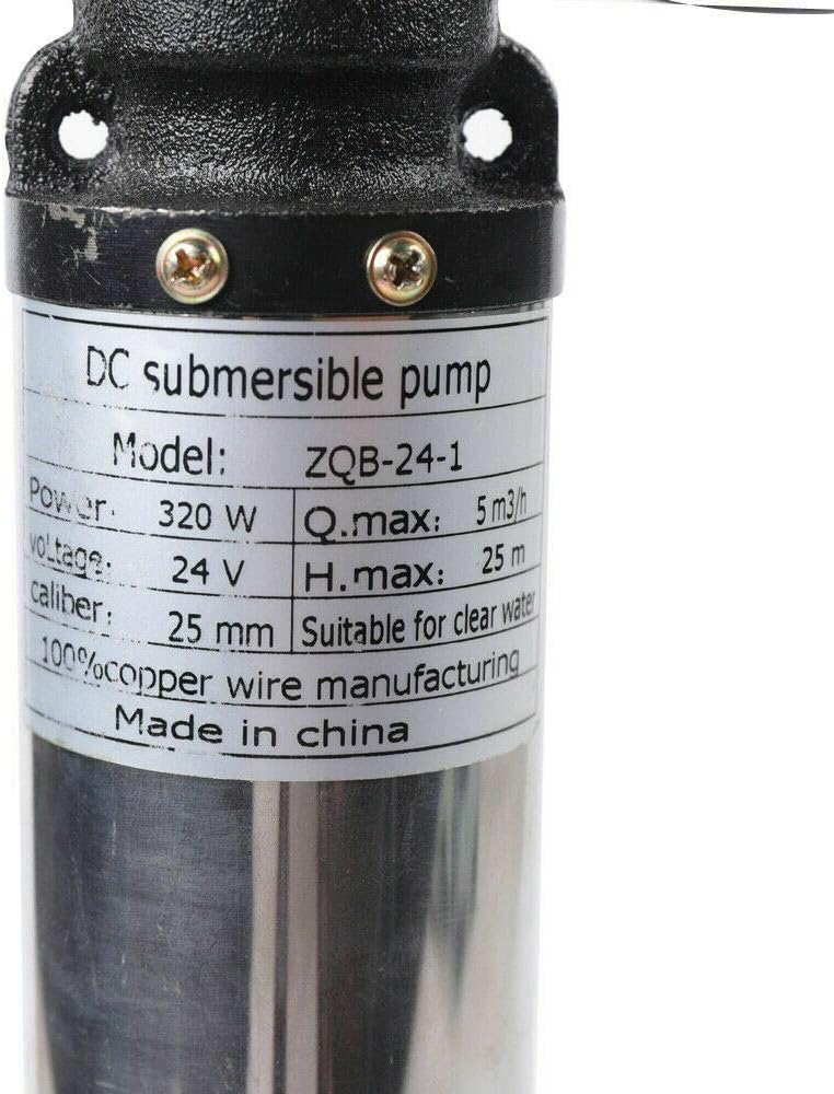 Tiefbrunnenpumpe, 320W Solar Brunnenpumpe Edelstahl DC 24V Wasserpumpe Tauchpumpe 25m 5m³/h Schraube