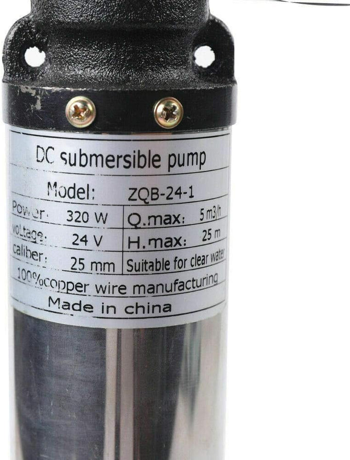 Tiefbrunnenpumpe, 320W Solar Brunnenpumpe Edelstahl DC 24V Wasserpumpe Tauchpumpe 25m 5m³/h Schraube