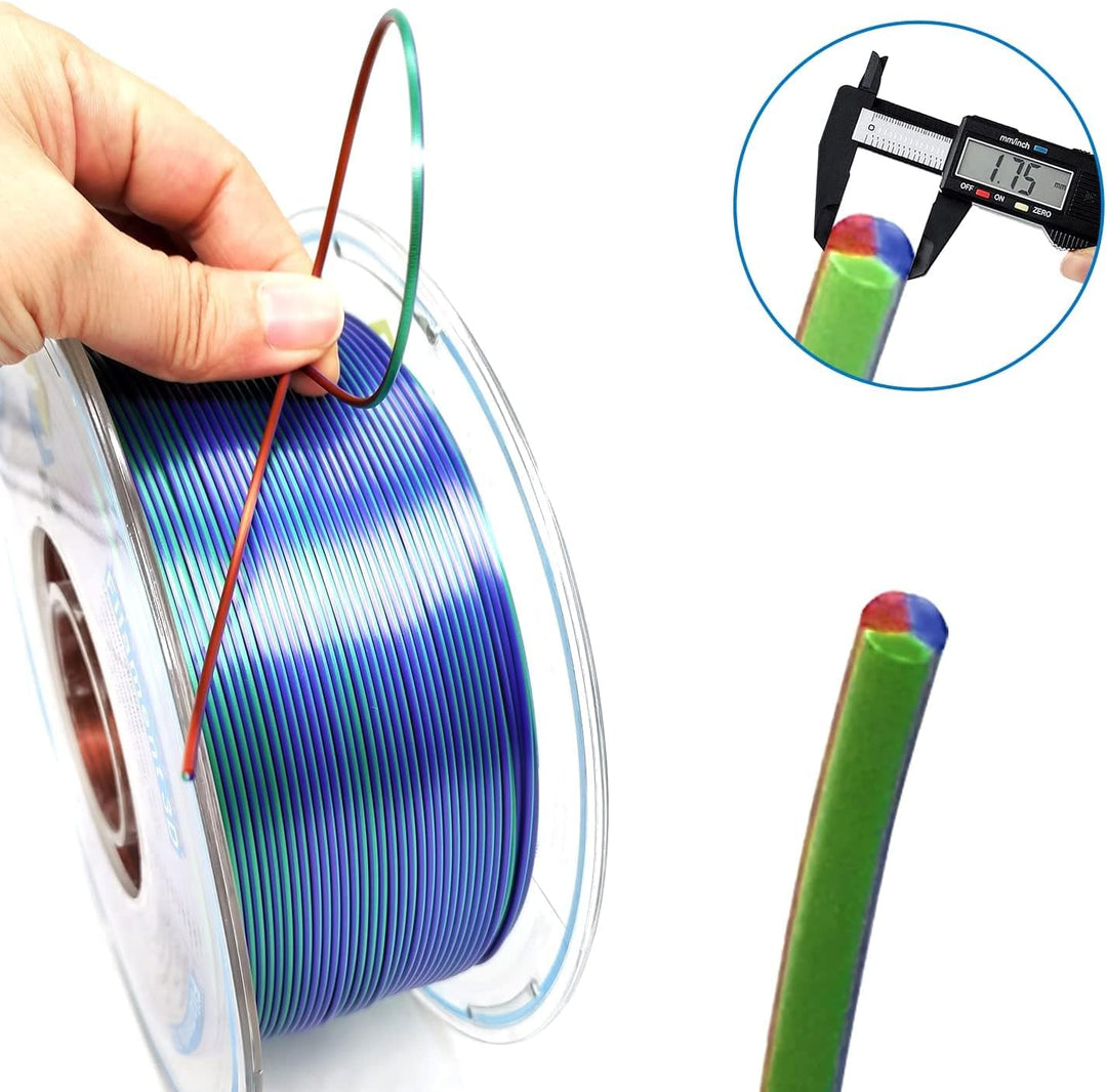 YOUSU Dreifarbiges PLA Filament,Seiden Grün/Lila/Kupfer Dreifarbiges Filament,3D Drucker Filament 1,