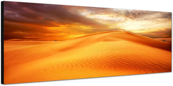 Paul Sinus Art Panoramabild auf Leinwand und Keilrahmen 150x50cm Wüste Sanddüne Hitze Wolkenhimmel
