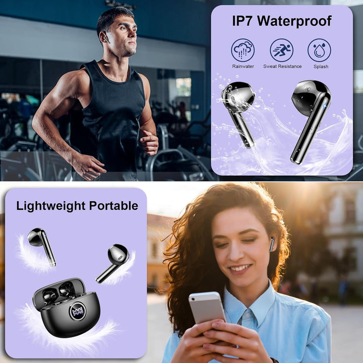 Bluetooth Kopfhörer, Kopfhörer Kabellos Bluetooth 5.4 mit 4 HD Mic Stereo HiFi, In Ear Kopfhörer 40H