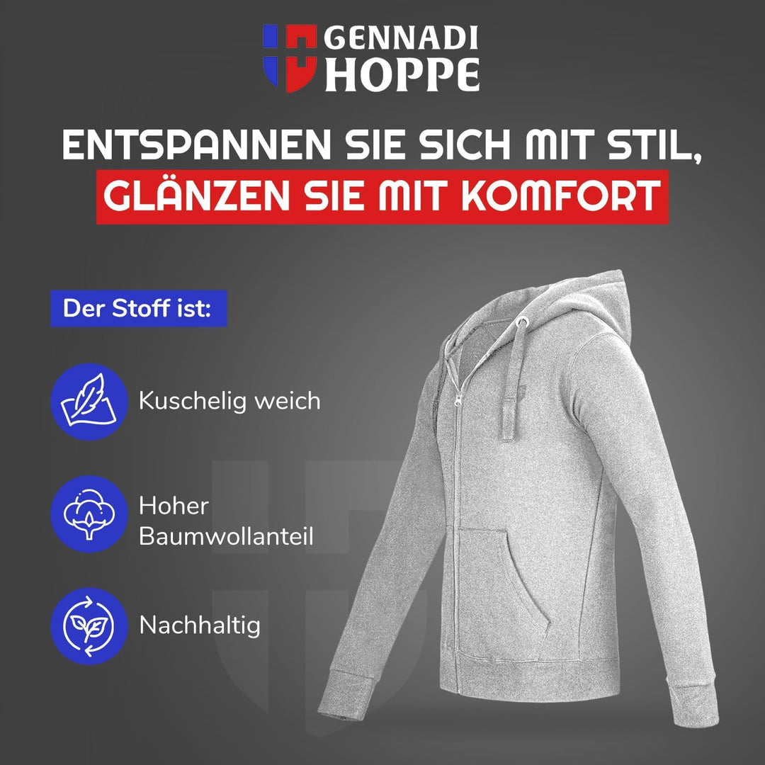 Herren Sweatjacke Kapuzenjacke mit Baumwolle Sport & Freizeitjacke M Hell Grau, M Hell Grau