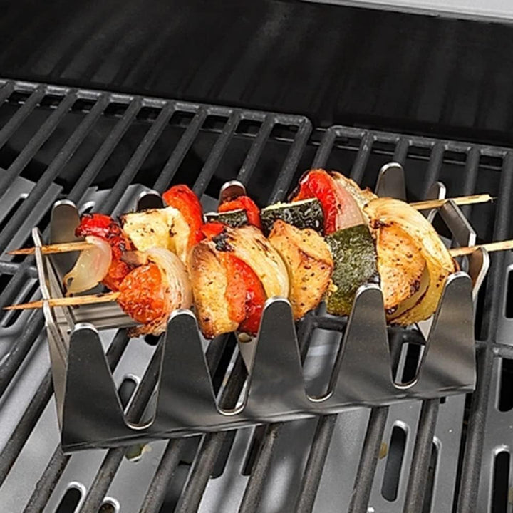 BBQ Rescher Bavarian Rescher 2er Set - Multi Grill Rack Robustes Edelstahl, Idealer Winkel für Fleis