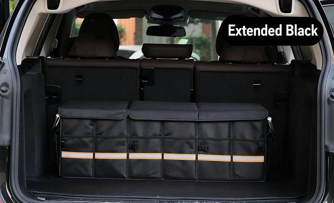 TINMAGI Kofferraum Organizer, Kofferraumtasche 90cm, Auto Organizer Kofferraum mit Fächern, Deckel,