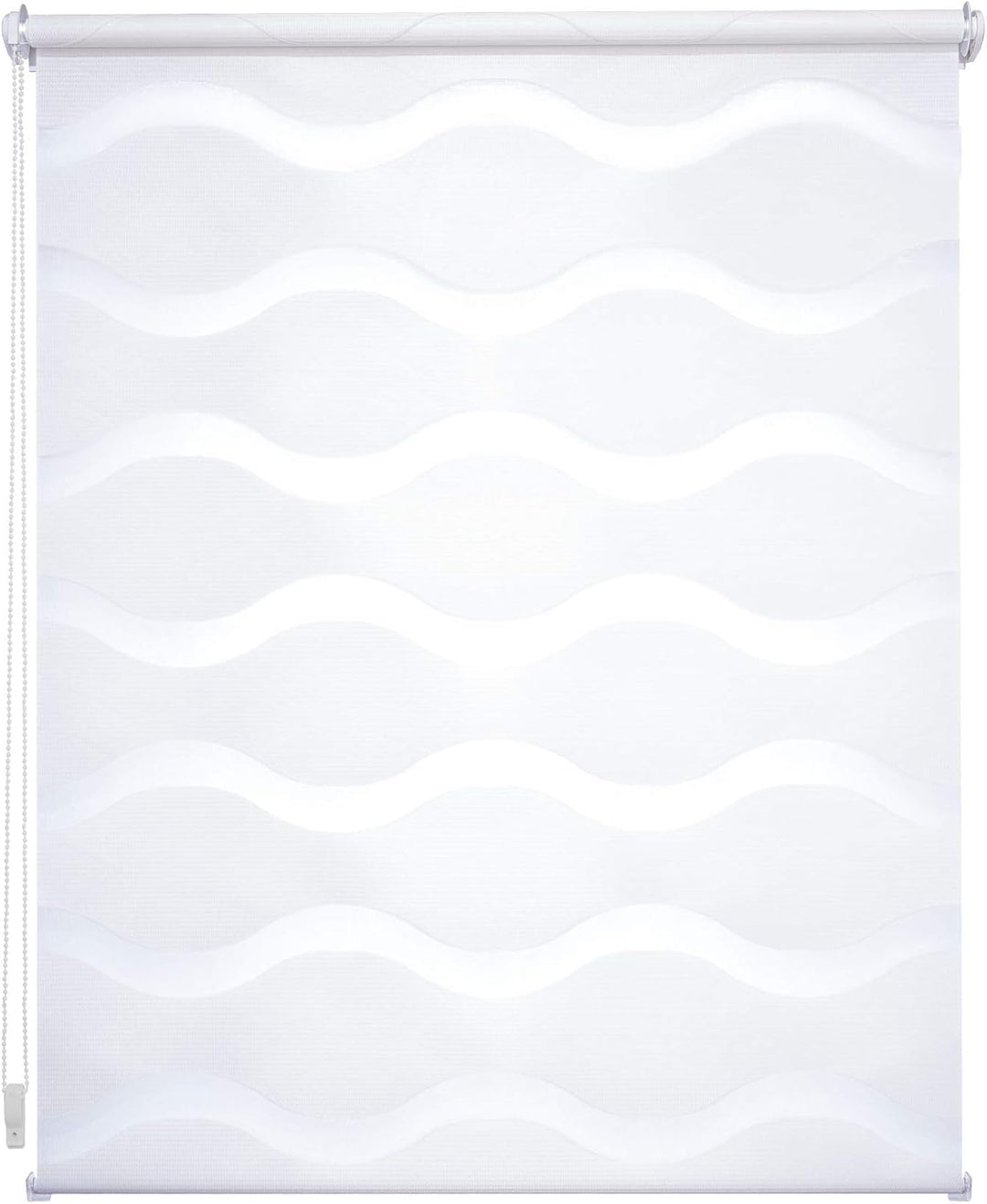 Klemmfix Doppelrollo Weiss Wave - Breite 40 bis 120 cm, Länge 150 cm BZW. 210 cm - Duo - Rollo ohne