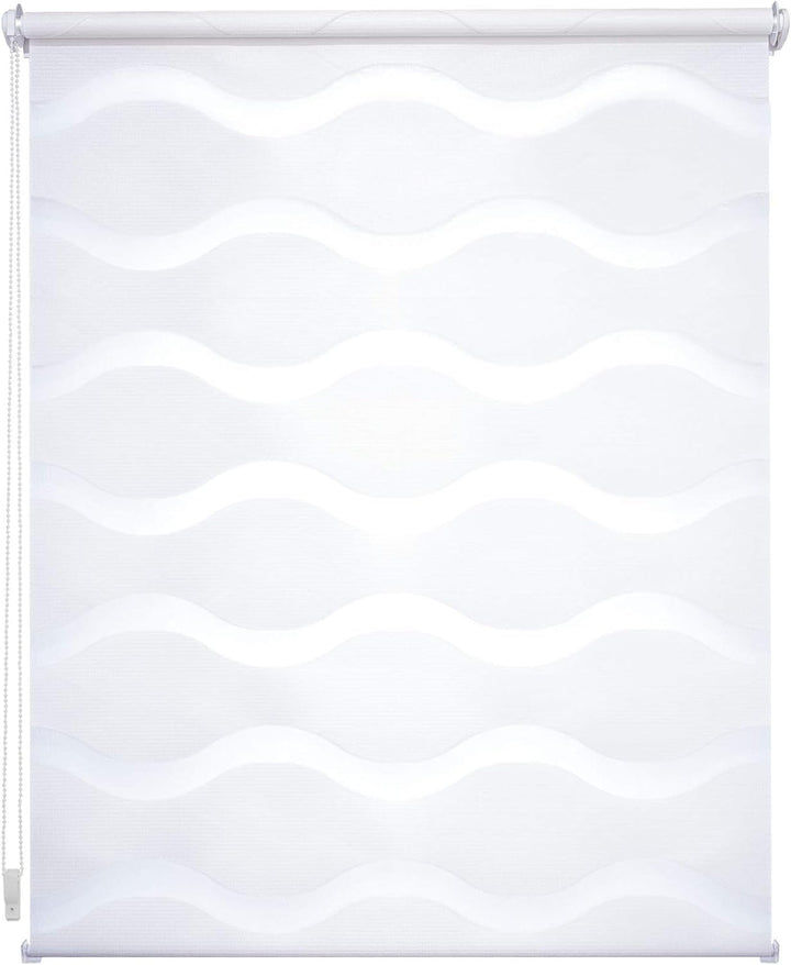 Klemmfix Doppelrollo Weiss Wave - Breite 40 bis 120 cm, Länge 150 cm BZW. 210 cm - Duo - Rollo ohne
