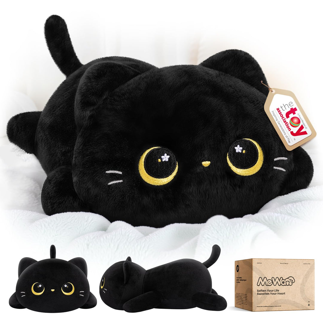Mewaii Süsses Katze Plüschtiere Kawaii Plüschkissen Schwarze Katze Stofftiere Katzen Kuscheltier Mat