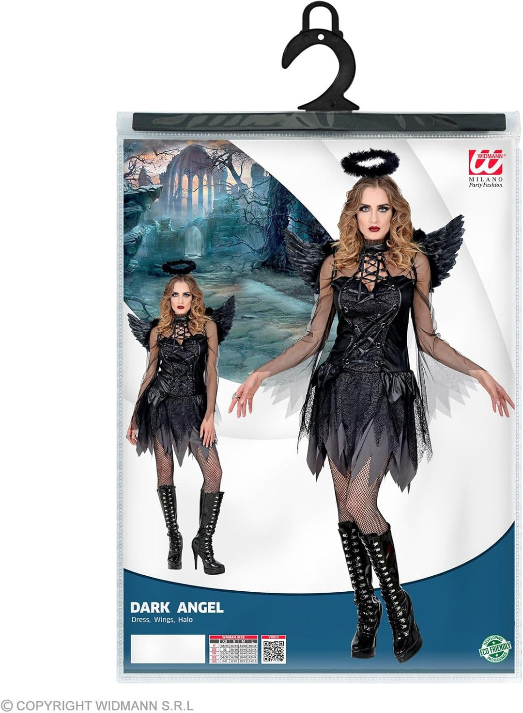 "DARK ANGEL" (dress, wings, halo) - (L), L