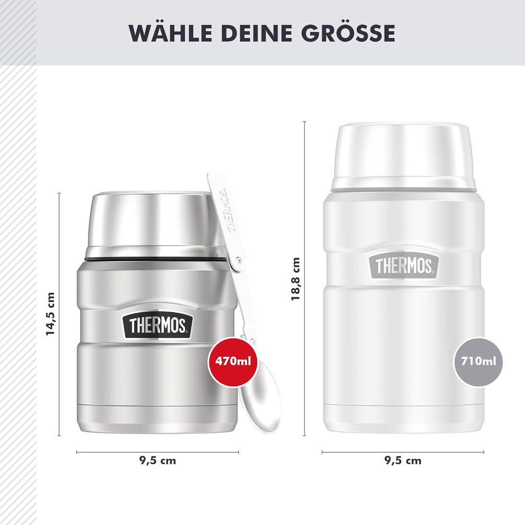 THERMOS Thermobehälter gross Lunchpot Stainless King, Edelstahl mattiert 470ml, Speisegefäss für Ess