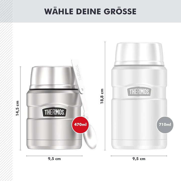 THERMOS Thermobehälter gross Lunchpot Stainless King, Edelstahl mattiert 470ml, Speisegefäss für Ess