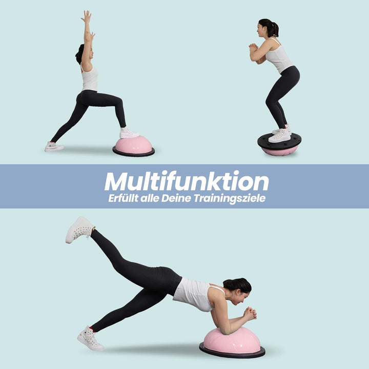 DH FitLife Balance Ball, Yoga Gleichgewichtstrainer Φ60*22cm bis 200 KG belastbar, halber Gymnastikb