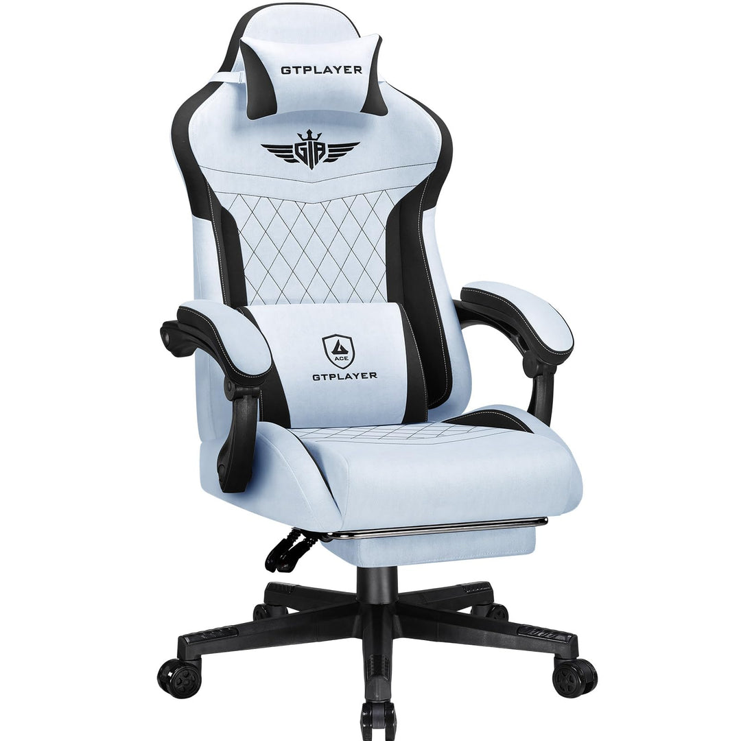 GTPLAYER Gaming Stuhl, Ergonomischer Gamer Stuhl aus Hochwertiger Flanell mit Lendenwirbelstütze, PC