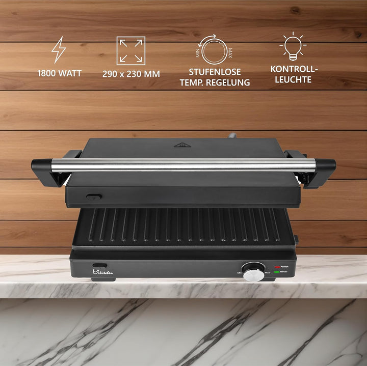 Silva Schneider grill 200 Kontaktgrill | 1500-1800W | Abnehmbare Grillplatten | Stufenlose Temperatu