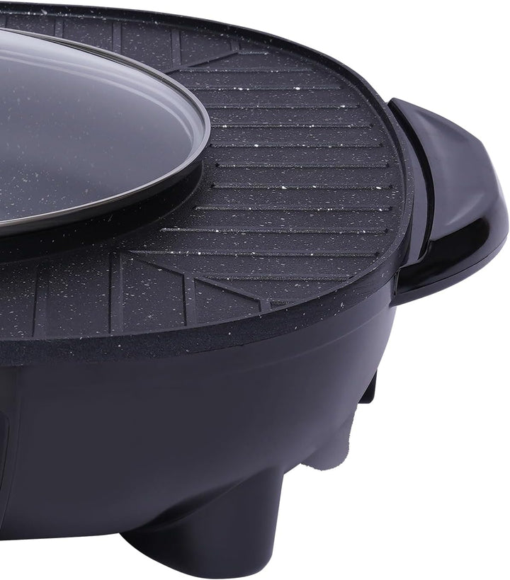 CLEADONG 2 In 1 Hot Pot Elektrisch Grill, Multifunktions Hot Pot Und Bbq Tischgrill, 2100w Double Se