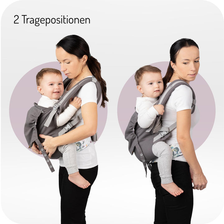MoMi COLLET Babytrage für Kinder im Alter 3-48 Monate (4-20 kg Körpergewicht), 2 Tragepositionen mit