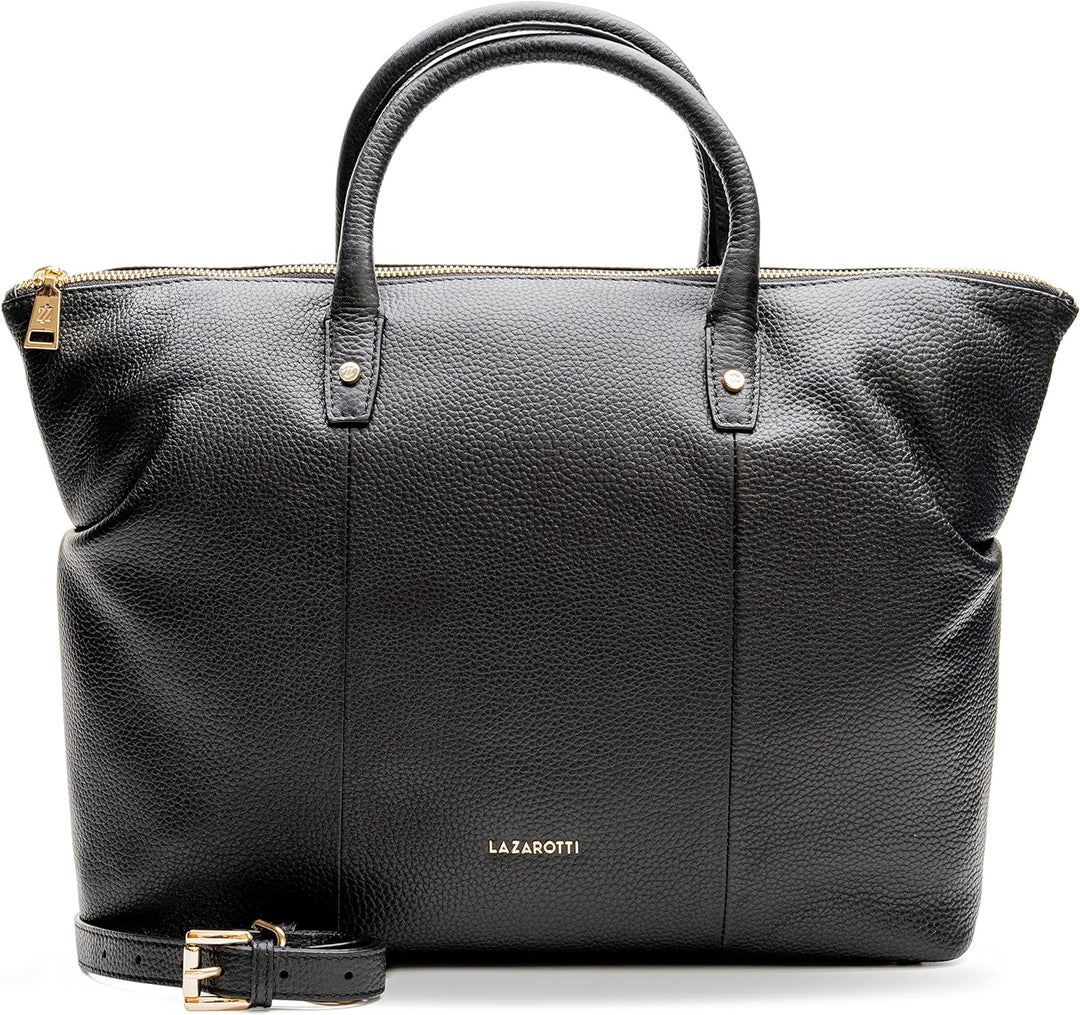 Lazarotti Bologna Leder Shopper Tasche Damen | mit abnehmbarem Schultergurt | XL Henkeltasche 36 cm