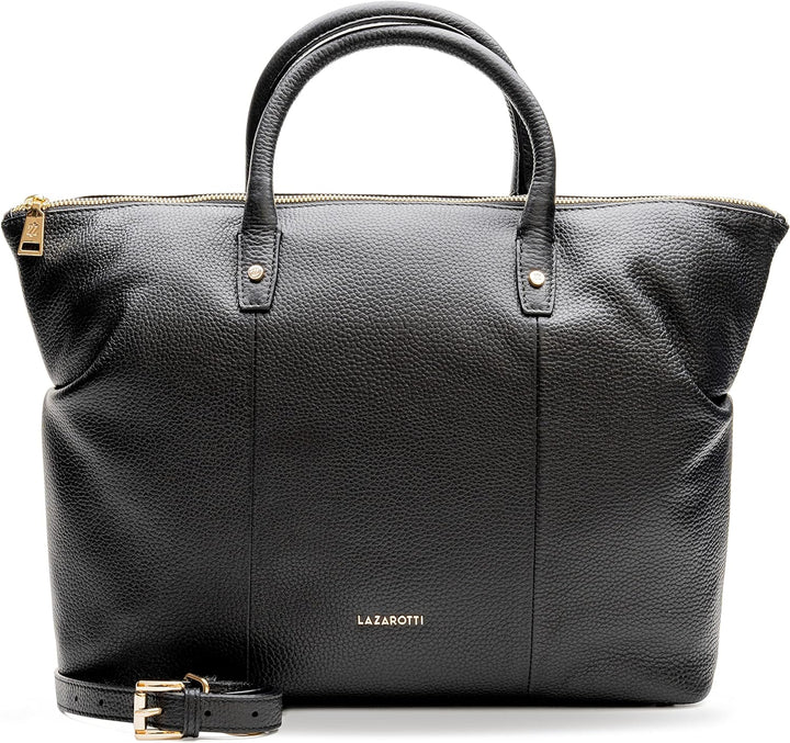 Lazarotti Bologna Leder Shopper Tasche Damen | mit abnehmbarem Schultergurt | XL Henkeltasche 36 cm