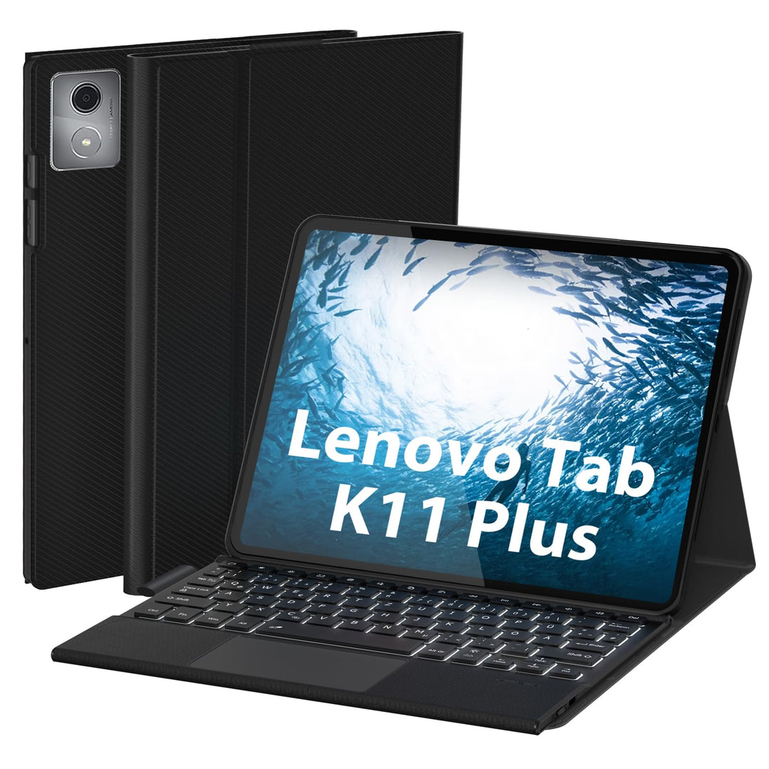 Bluetooth Tastatur Hülle mit Trackpad für Lenovo Tab K11 Plus 11,5 Zoll, Kabellose Abnehmbare Tastat