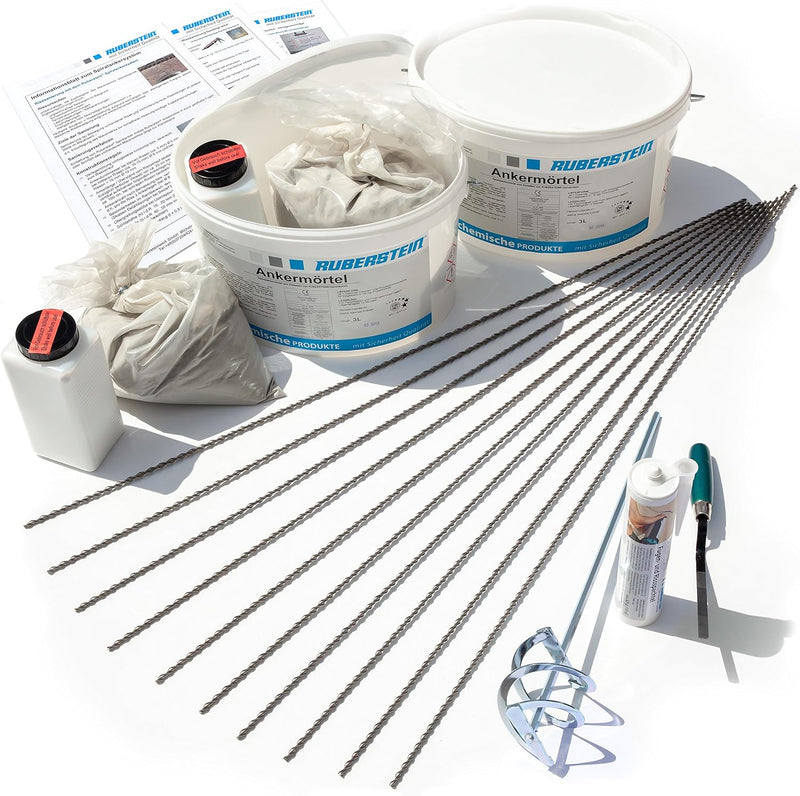 Ruberstein® Starterset mit Spiralanker 6mm - Risse im Mauerwerk sanieren