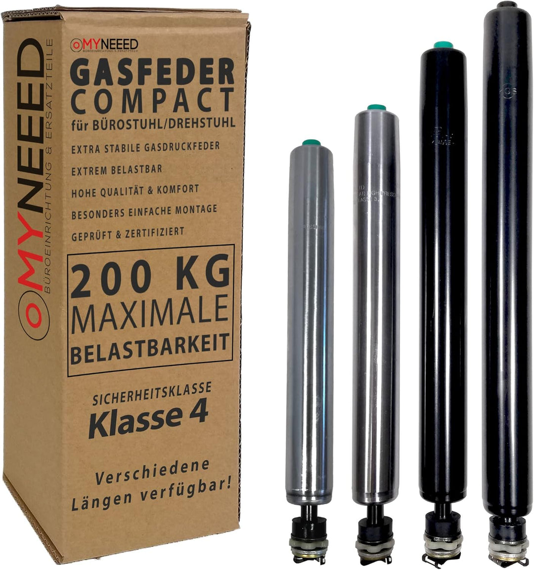 MYNEEED Gasdruckfeder Bürostuhl Ersatzteile Compact - Ersatz Gasfeder bis 200 kg für Drehstuhl Chefs