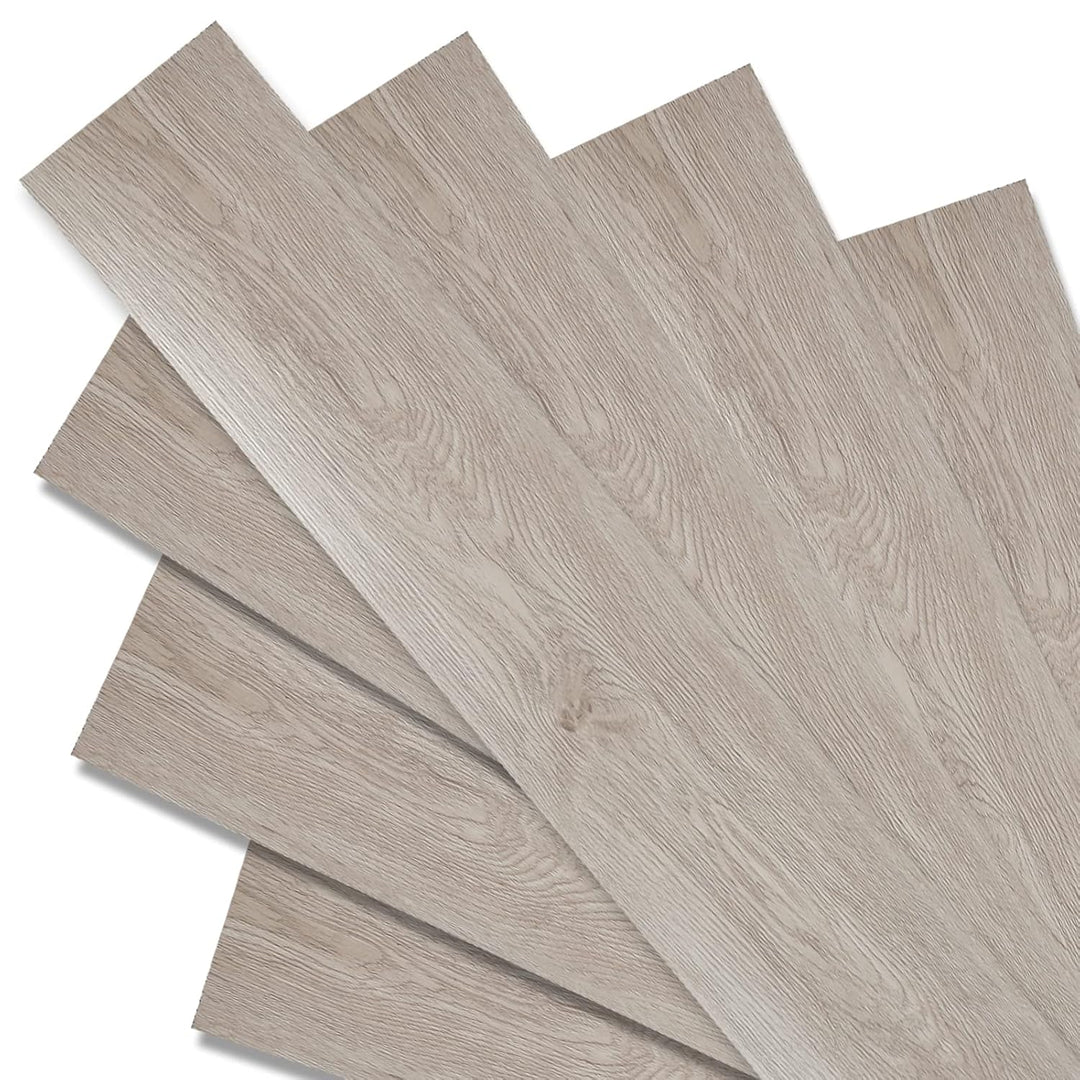 Gimisgu Bodenbelag Selbstklebend, Vinyl Laminat, 2,93 m², Holzoptik, Selbstklebende Fliesen, Weiss O