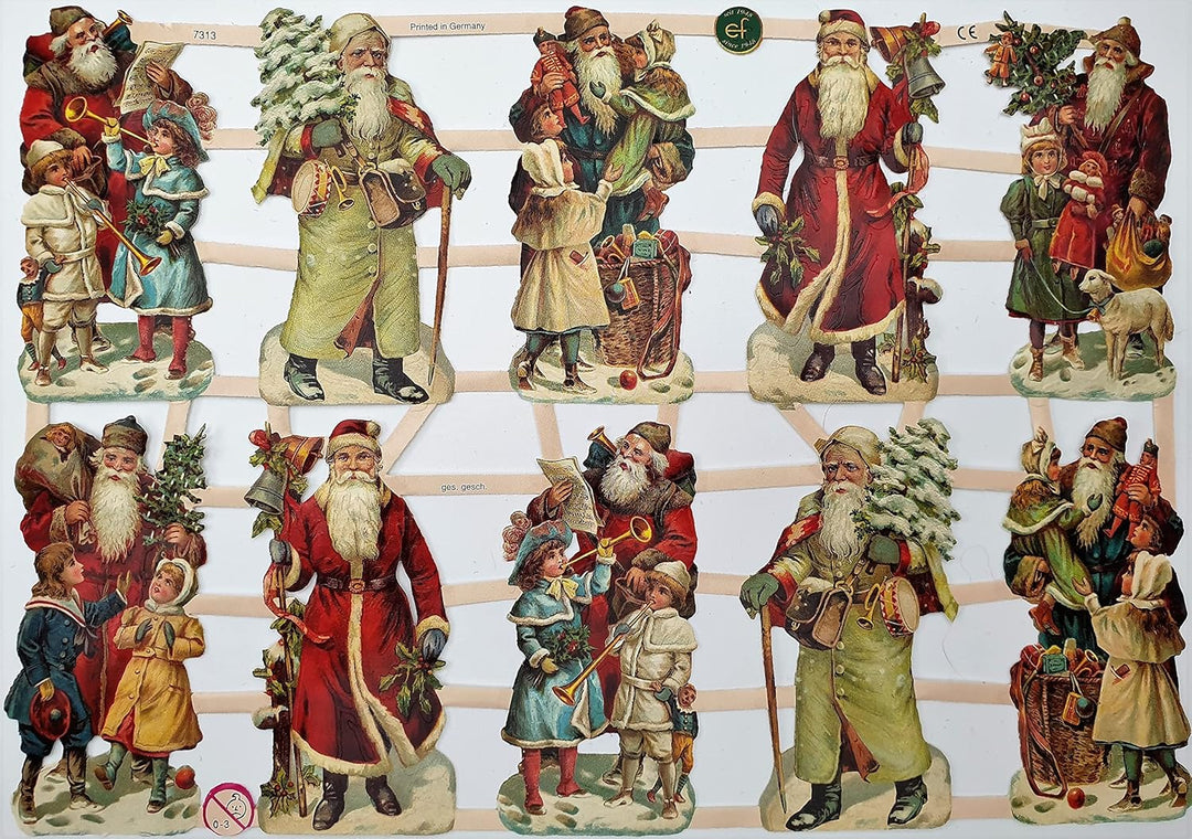 Set mit 9 Bögen Glanzbilder Oblaten Scrapbook Poesie Motiv Weihnachten zum Basteln, Dekorieren, Verz