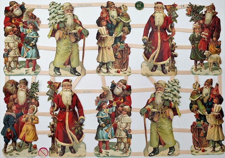 Set mit 9 Bögen Glanzbilder Oblaten Scrapbook Poesie Motiv Weihnachten zum Basteln, Dekorieren, Verz