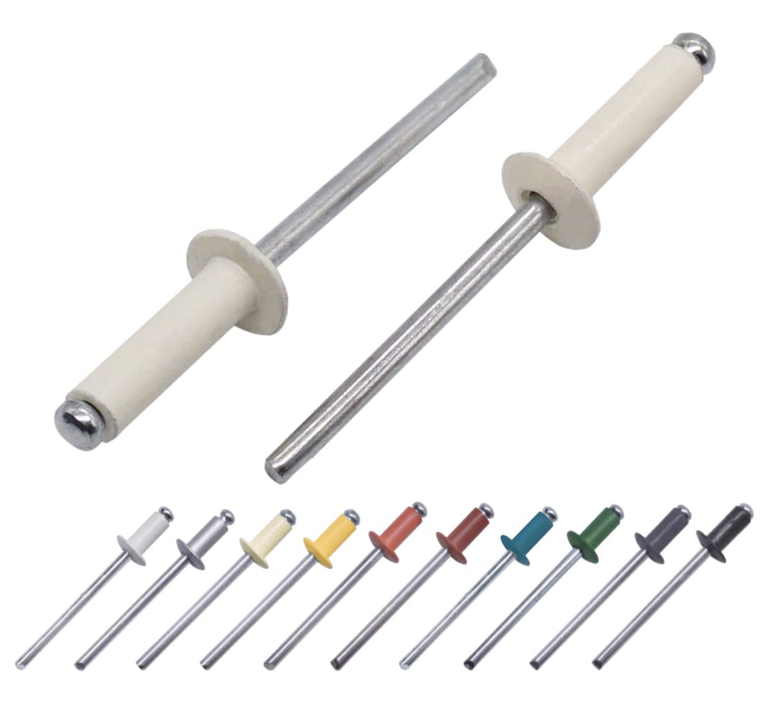 (400 Stück) Lackierte Blindnieten 4,0 x 14 mm, Kuppelkopf, DIN 7337, Aluminiumniete und Stahldorn, P