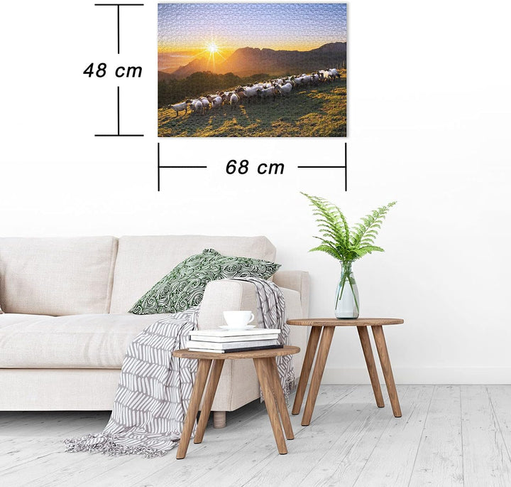 Ulmer Puzzleschmiede - Puzzle „Bergvolk“ - Klassisches 1000 Teile Tiere- und Landschaftspuzzle – Sti