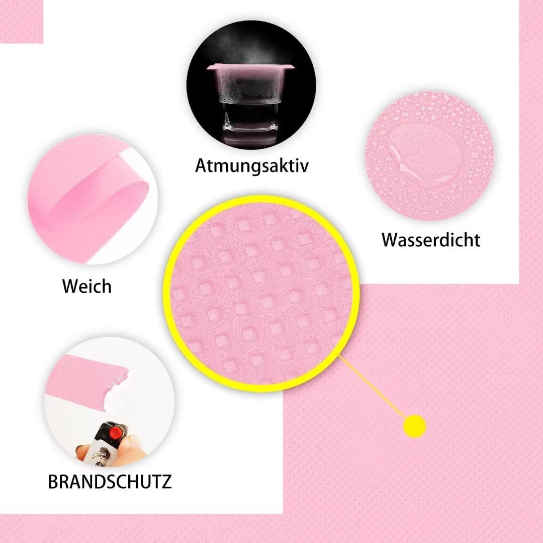 Tischdeckenrolle, 1 × 25M, Rosa, Einweg Vlies Stoffähnlich Tischdecke Rolle, Meterware Tischtuchroll
