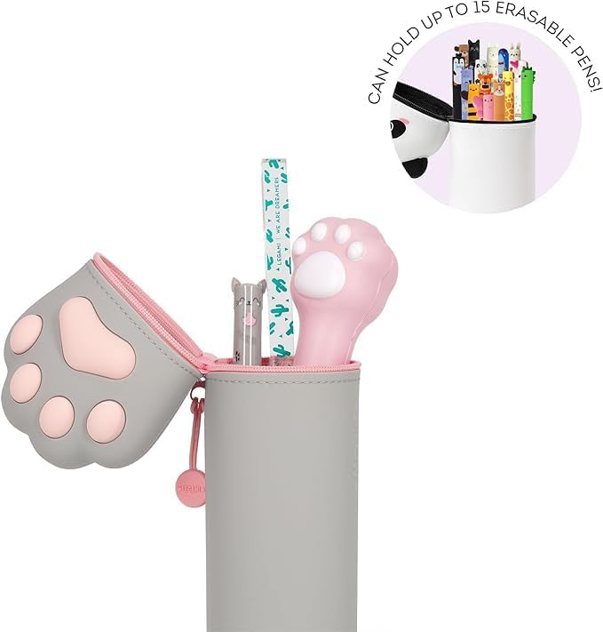 LEGAMI Set mit 7 radierbaren Gelstiften + 2-in-1-Federmäppchen – mit thermoempfindlicher Löschtinte,