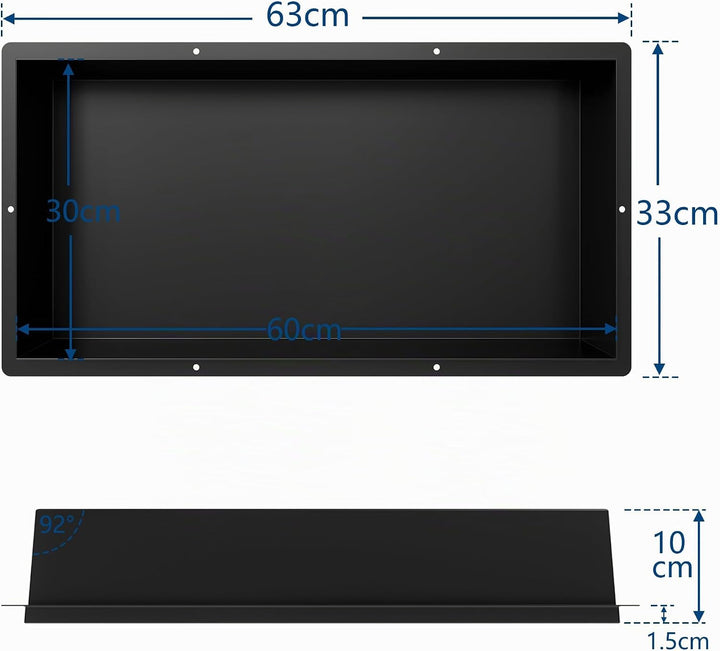 Neodrain Wandnische Dusche Edelstahl Duschnische Randlos Einzelregal Lagerung für Badezimmer 60 x 30
