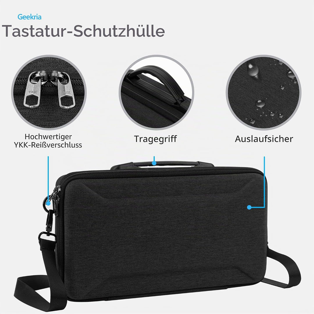 GEEKRIA 65% Tastatur-Tragetasche, Hartschalen-Reisetasche für kompakte 68-Tasten-Tastatur mit Knopf,
