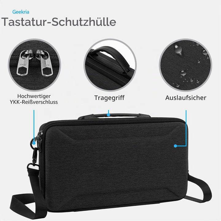 GEEKRIA 65% Tastatur-Tragetasche, Hartschalen-Reisetasche für kompakte 68-Tasten-Tastatur mit Knopf,