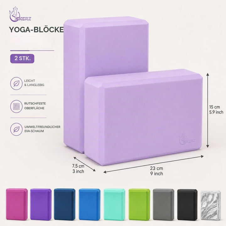 EXERZ Yoga Blocks 2 pack, Gym Blocks, Exercise Workout Fitness Bricks, Pilates Stretch Handstand Non