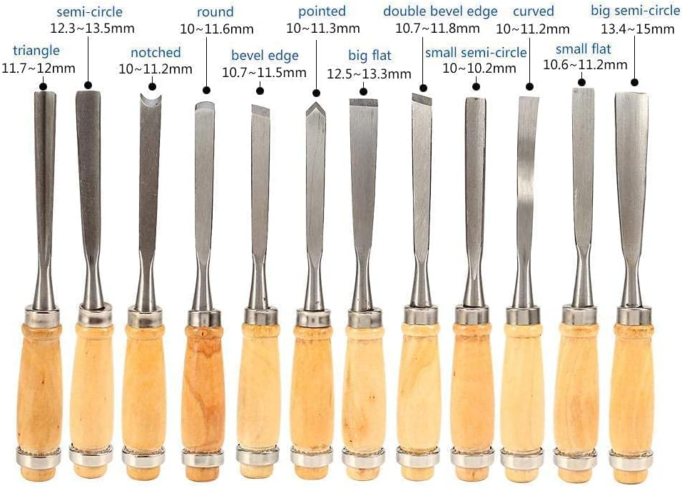 Gouges, Holzschnitzmeissel Set 12Pcs Professionelle Schnitzereien Scharfe Holzbearbeitungswerkzeuge