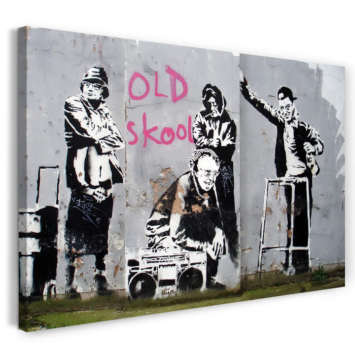 Printed Paintings Leinwand (60x40cm): Banksy - Old School Skool Alte Männer zelebrieren den real 60x