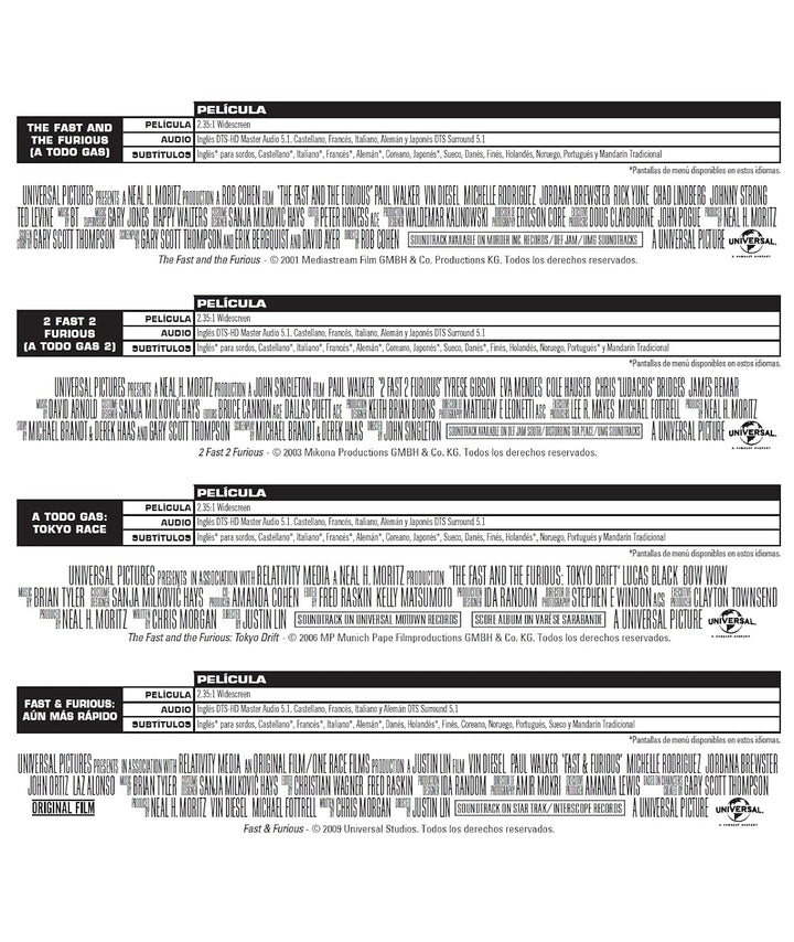 Fast & Furious Pack 1-9 - BD