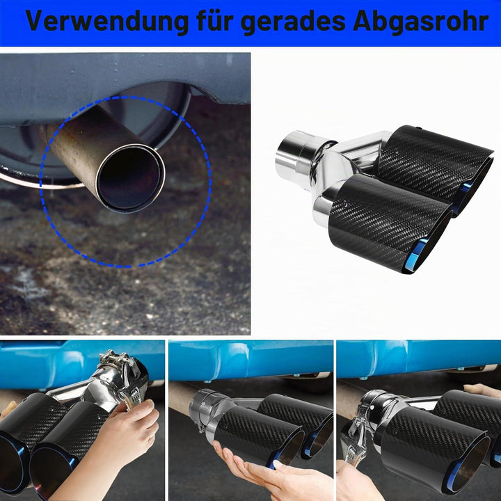 54mm Auspuffspitzen Auspuff Edelstahl und Glänzende Kohlefaser Auto Auspuff Endrohr, Einlass 2,1" Au